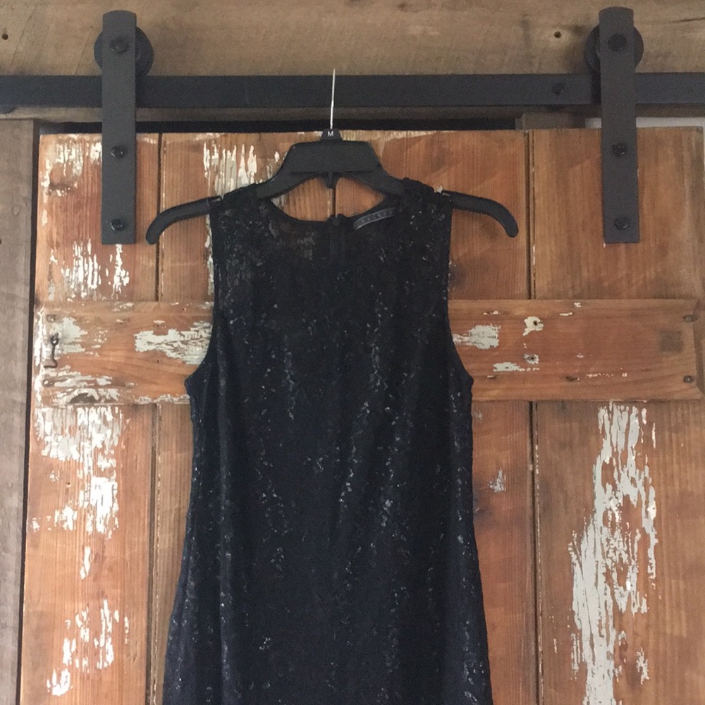 Velvet brand black lace cocktail dress.